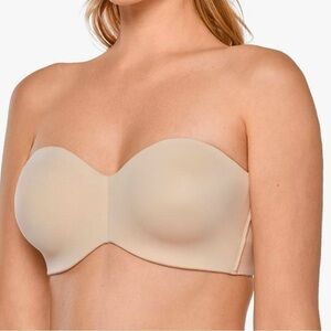 New 38D DELIMIRA Strapless Underwire Minimizer Bra Plus Size Support nude beige